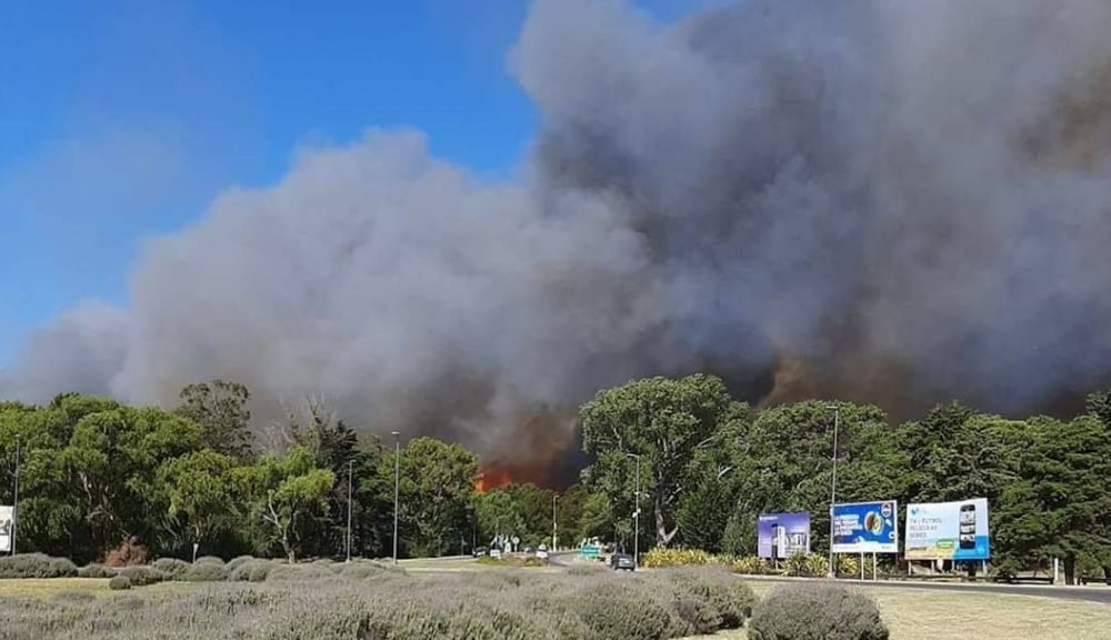 Bomberos de Ayacucho se encuentra colaborando para sofocar el incendio en Villa Gesell