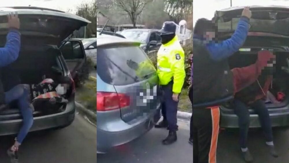 ¡Terrible! Pareja llevaba a sus hijos menores en el baúl del auto