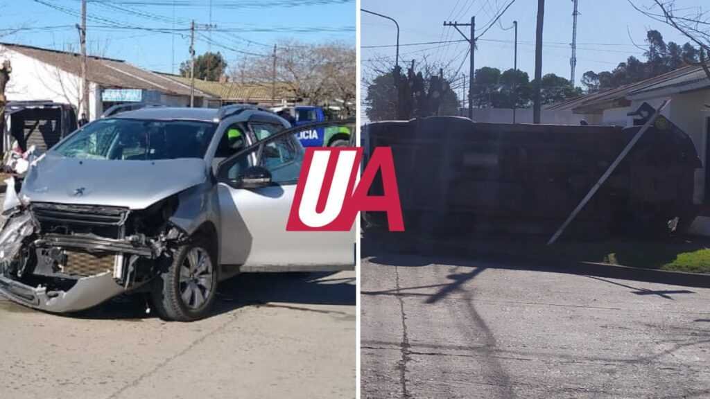 PUDO SER UNA TRAGEDIA: Choque y vuelco en calle Yrigoyen