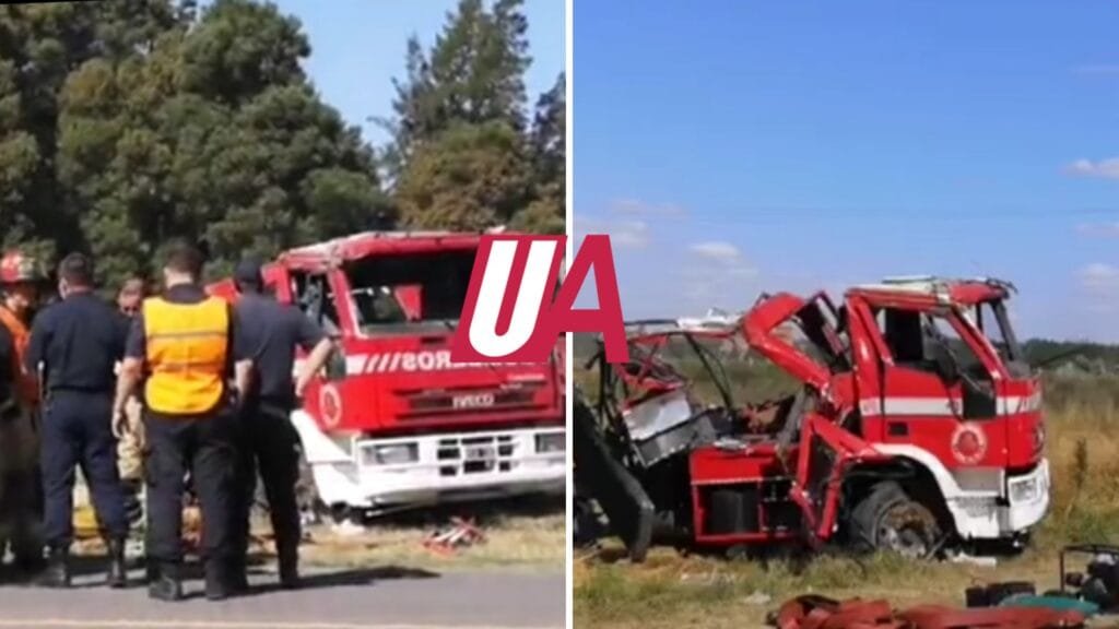 Lobos: Volcaron los Bomberos Voluntarios cuando iban a un incendio: hay varios bomberos heridos