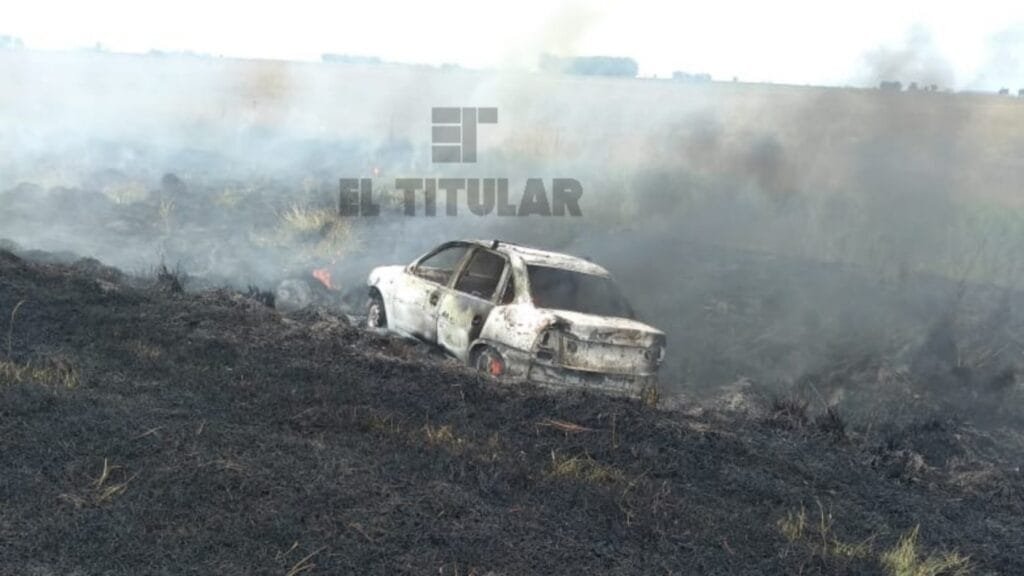 Ruta 29: Vehículo se incendia y propaga llamas por varios metros de pastizales