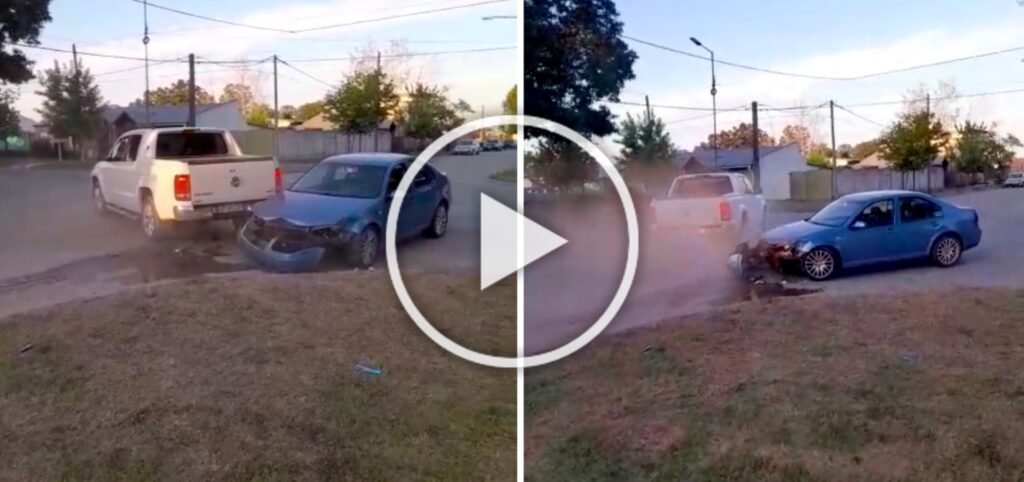 ¡Una locura!: Camioneta choca contra otro vehículo en un accidente que parece sacado de una película