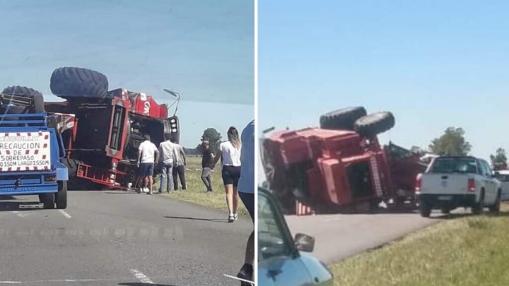 Accidente con máquina cosechadora en la Ruta Provincial 30: El conductor sufrió lesiones