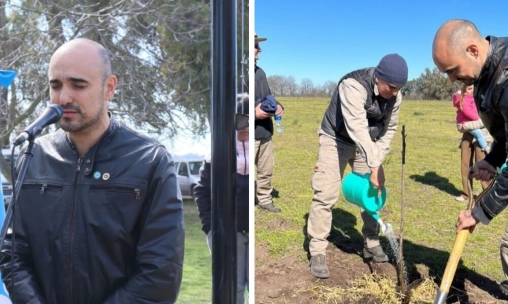 Abel Pintos sembró 2 mil árboles y cantó el himno junto a estudiantes de escuelas rurales