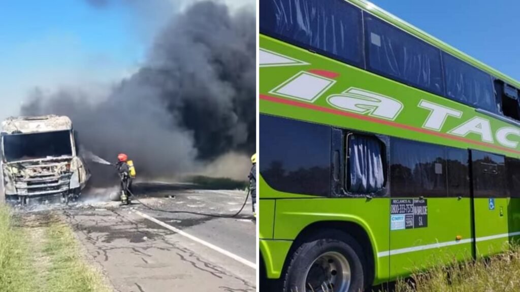 Video: Un camión explotó en ruta 3 y generó roturas en un micro