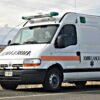 Ambulancia desaparecida sobre la Ruta Provincial 56 tras sufrir una falla mecánica.