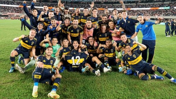 Jugadores de Boca celebrando un triunfo