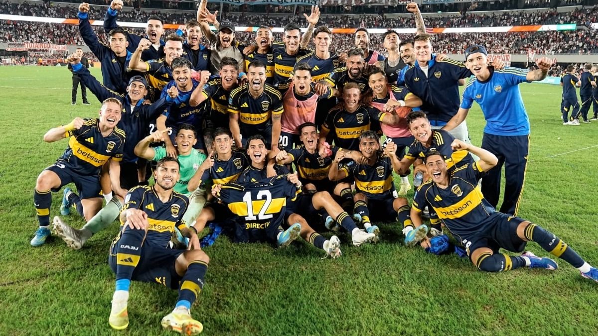 Jugadores de Boca celebrando un triunfo