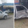 Volkswagen Gol y Chevrolet Aveo involucrados en un choque en la esquina de Poderoso y Brown, en Ayacucho.