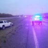 Volkswagen Amarok que sufrió un despiste sobre la Ruta Nacional 22 cerca de Villa Regina.