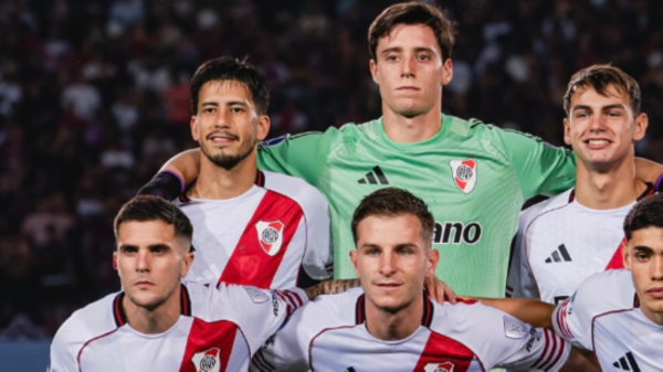 festejo de River Plate tras el gol agónico ante Carabobo