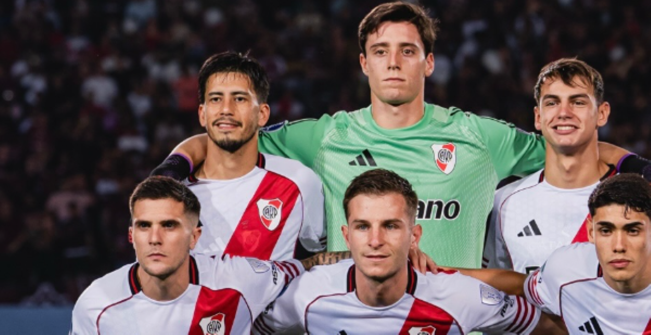 festejo de River Plate tras el gol agónico ante Carabobo