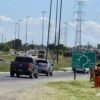 Rotonda de acceso a Tandil sobre la Ruta Nacional 226 donde se realizan trabajos de repavimentación.